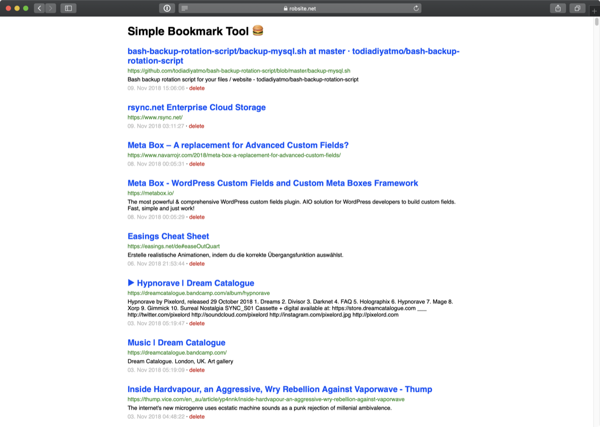 Simple Bookmark Tool